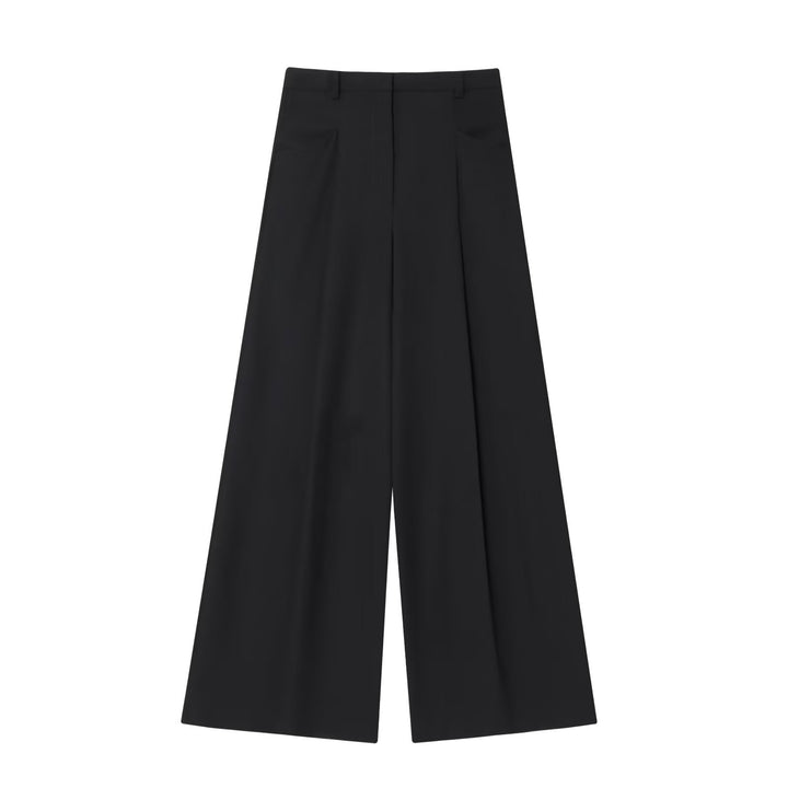 Women's Wide High-Waisted Pleated Trousers with Crease and Wide Leg Amarae