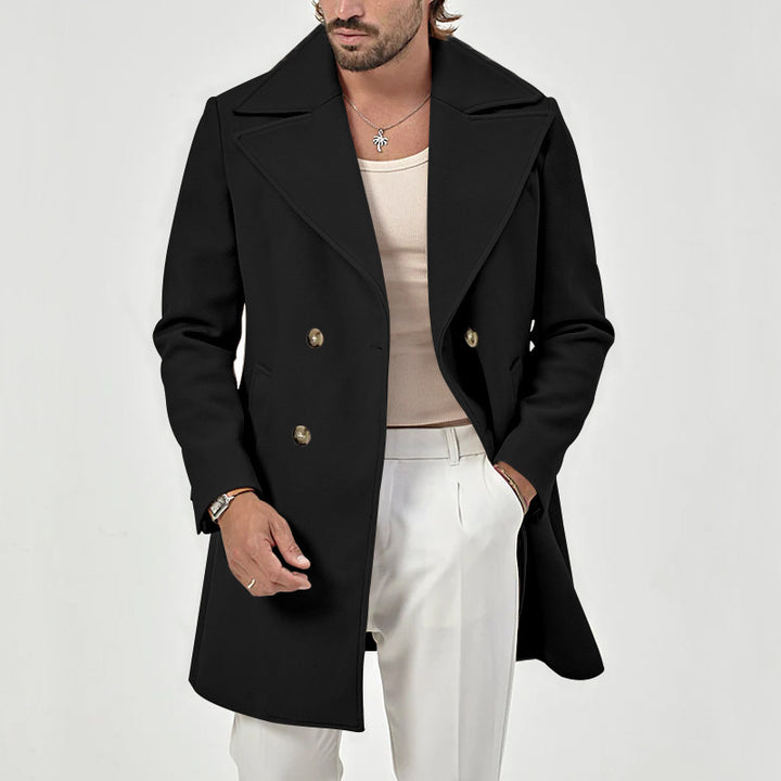 Elegant double-breasted men's coat with deep collar Lune London