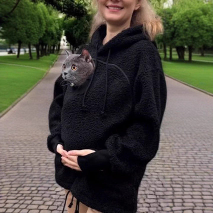 Women’s hoodie with integrated cat cave and extra soft fleece Amarae