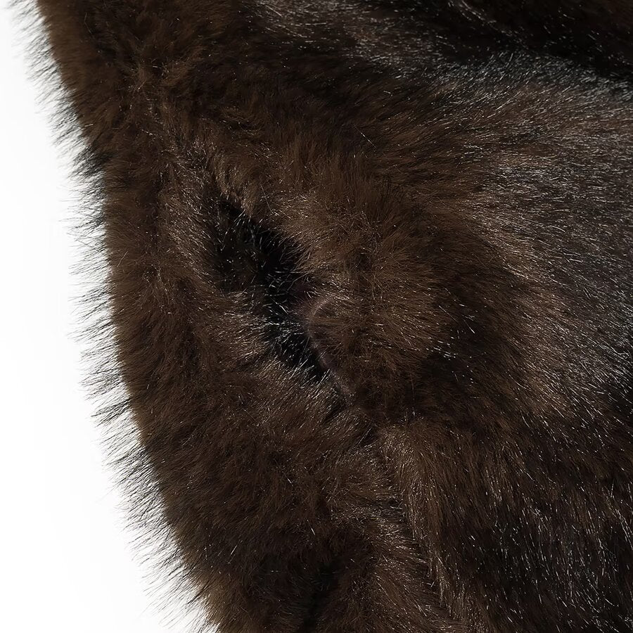 Women's short coat made of luxurious synthetic fur with straight cut Amarae