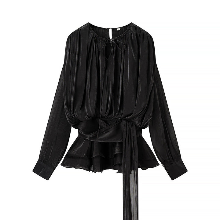 Chemisier élégant pour femmes avec volants et ceinture nouée Chic & Stil