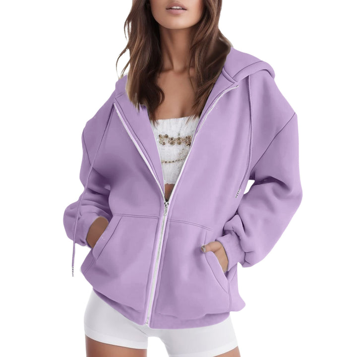 Ladies oversized hooded jacket with practical pockets Amarae