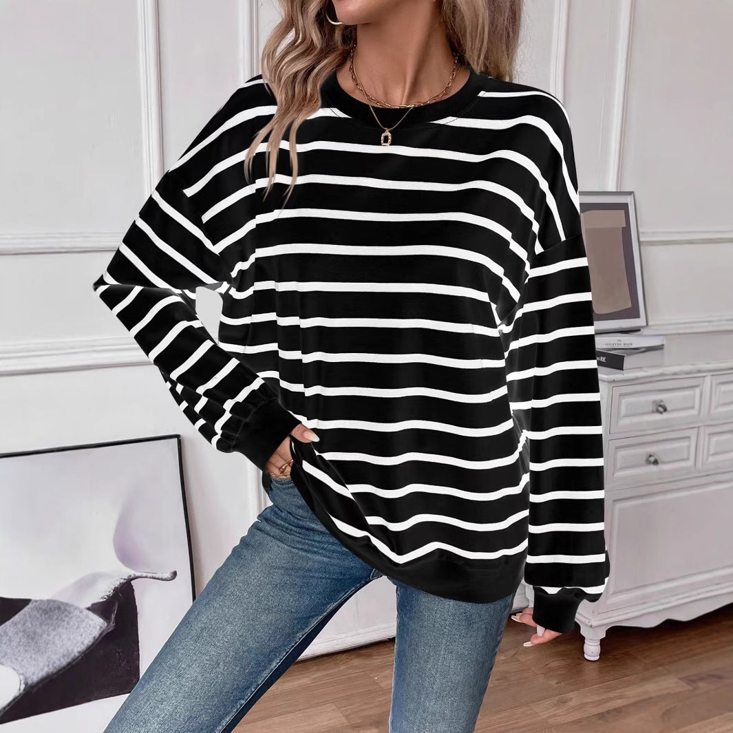 Ladies casual sweater with modern striped pattern Lune London