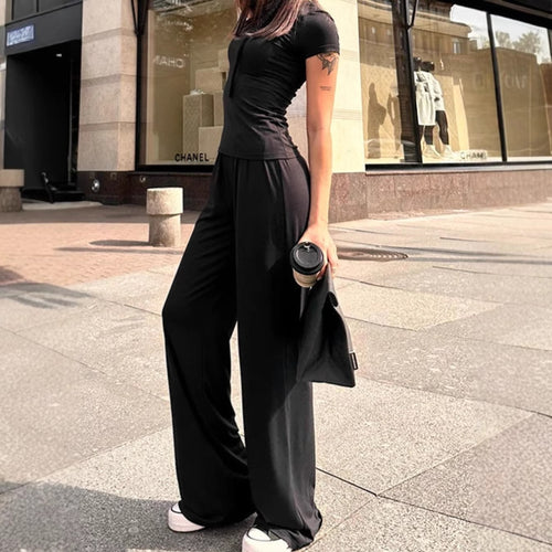 Amarae long sleeve crop top and long pants set for women