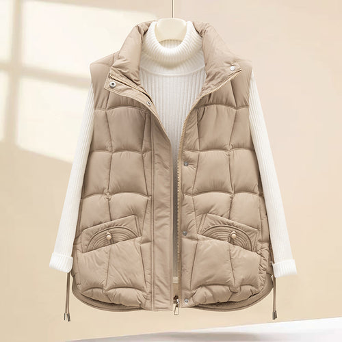 Ladies quilted vest with practical pockets and high collar Amarae