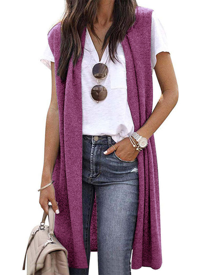Women Open Cardigan with Casual Cut and Long Side Panels Lune London