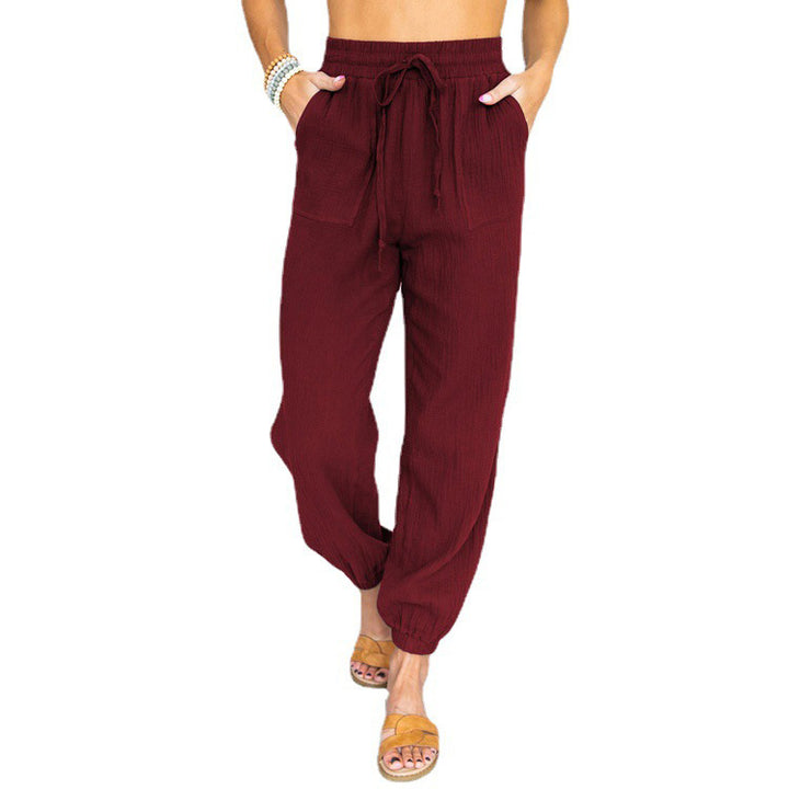 Light leisure pants for women with elastic waistband and side pockets Lune London