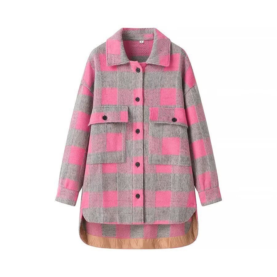 Veste à carreaux élégante pour femmes avec poches pratiques et doublure de haute qualité Chic & Stil