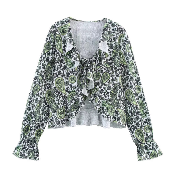 Blouse femme avec des détails romantiques en volants et des motifs floraux Chic & Stil