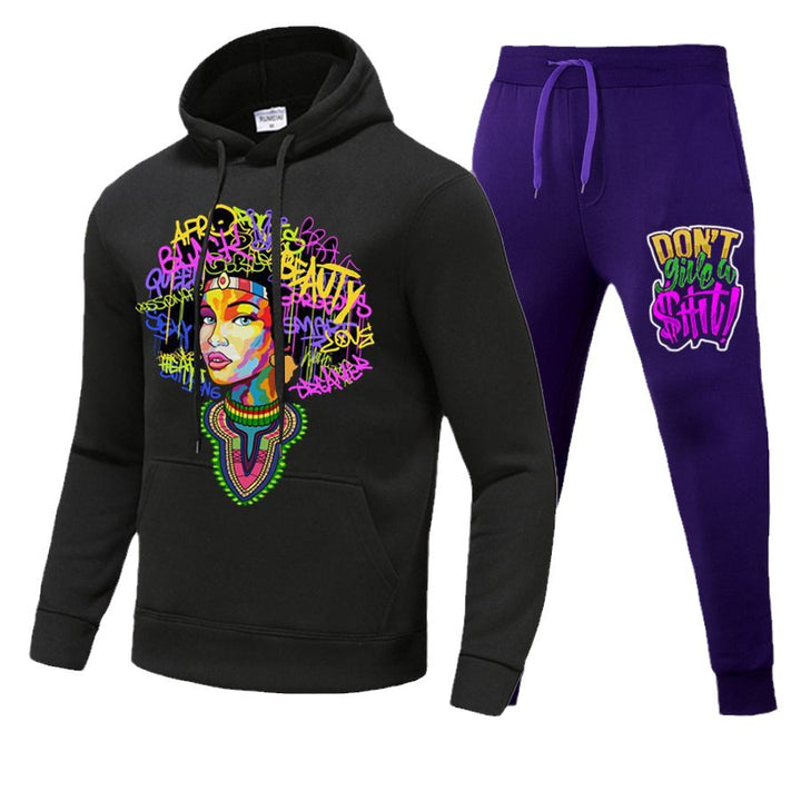 Women Sporty hoodie and jogger pants set with creative graphic design Lune London