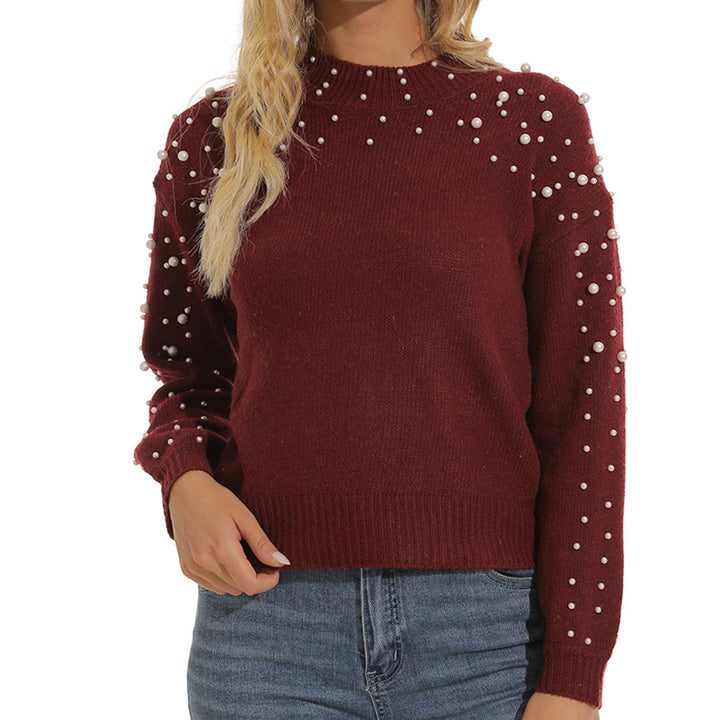 Women's sweater with decorative pearl details and a slight structure Lune London