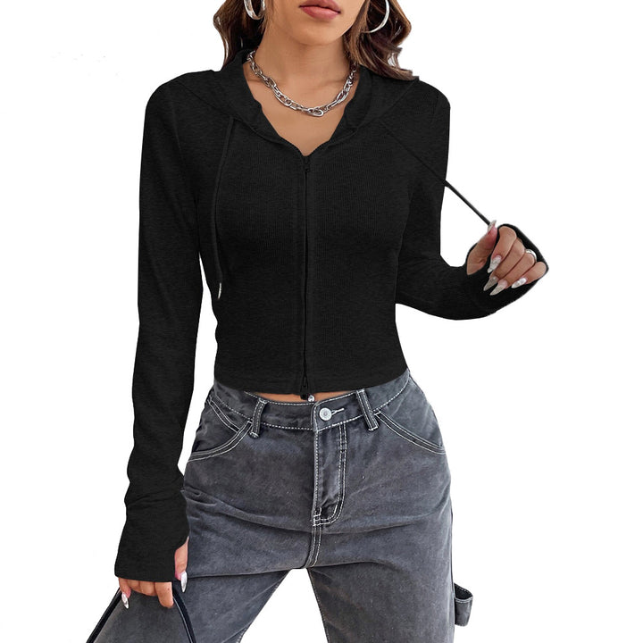 Sweat à capuche cropped pour femmes avec capuche élégante et fermeture éclair Chic & Stil