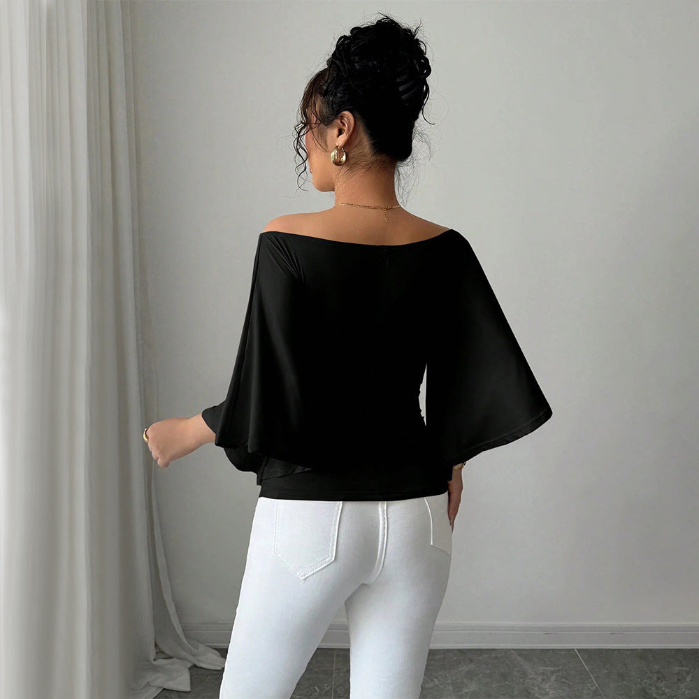 Haut élégant femme à épaules dénudées avec manches larges et coupe ajustée Chic & Stil