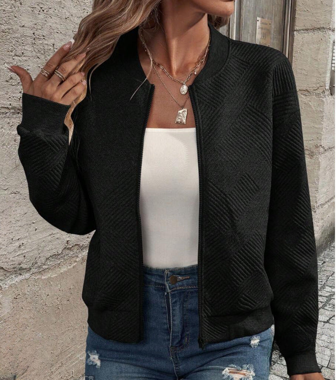 Ladies casual zip jacket with textured design Lune London
