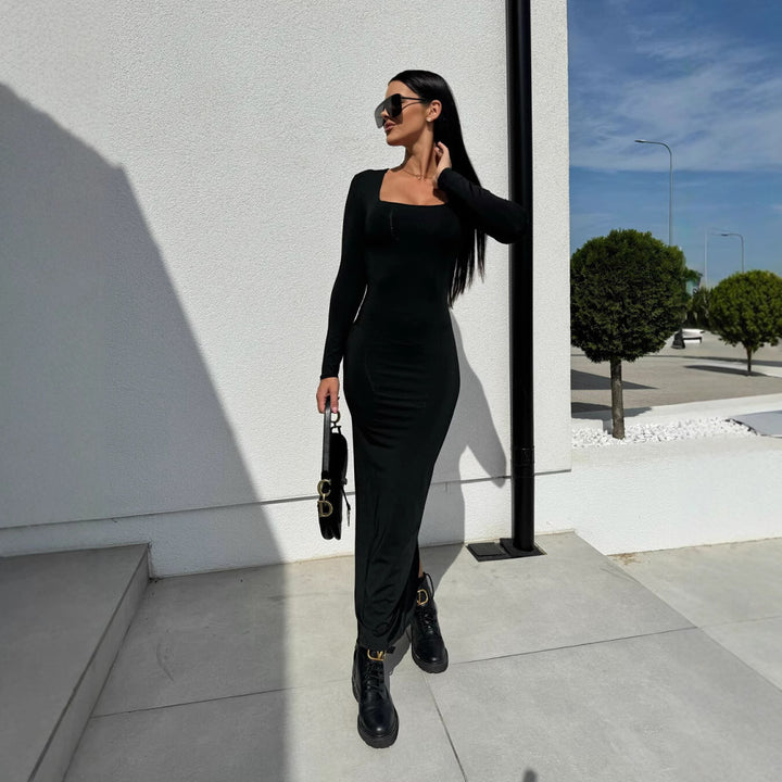 Elegant long sleeve maxi dress for ladies with fitted cut Lune London