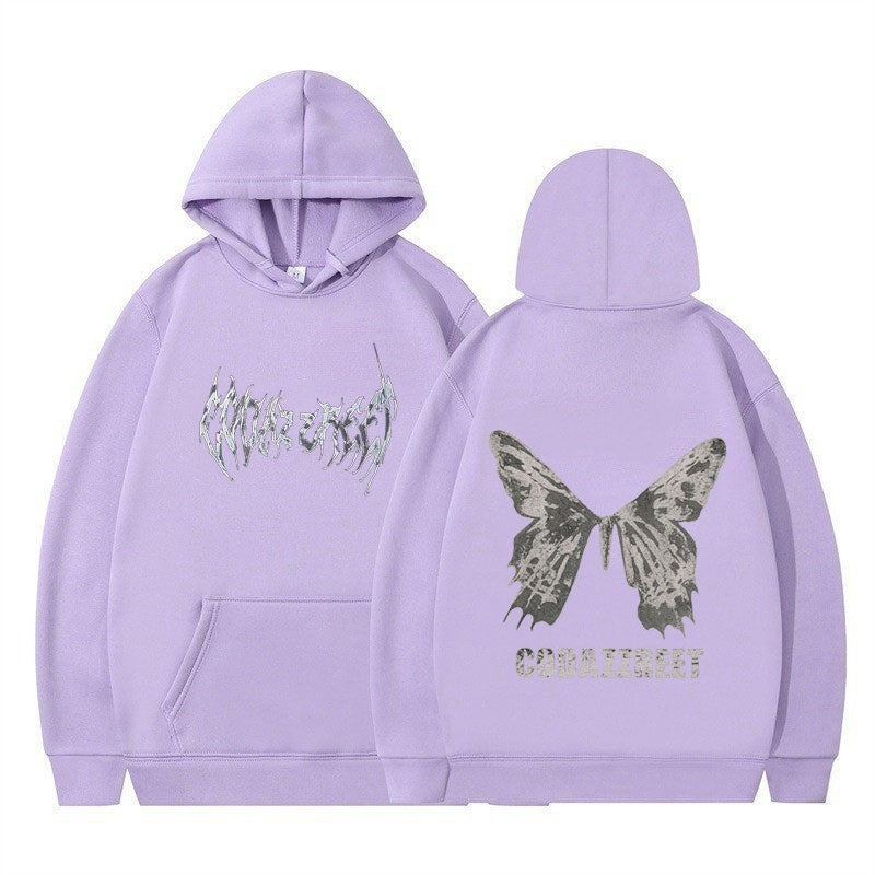 Women's hoodie with eye-catching butterfly design and artistic lettering Chic & Stil