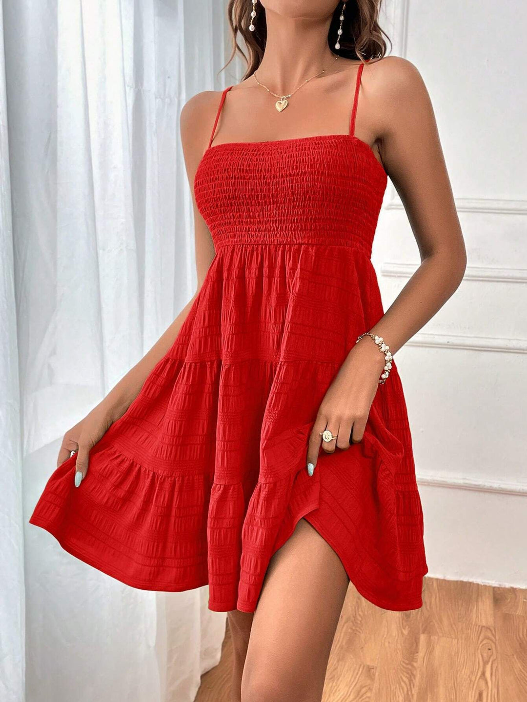 Sleeveless mini dress for women with flared skirt and elastic top Lune London