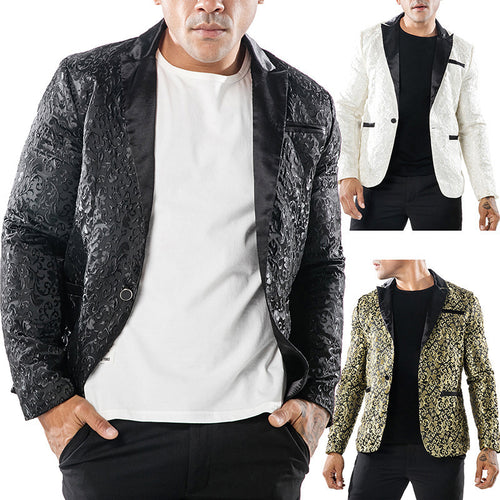 Men's luxury tuxedo blazer with floral jacquard pattern Amarae