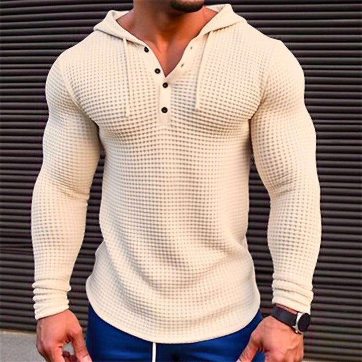 Men's Hooded Sweatshirt with Structured Design and Chic Collar
