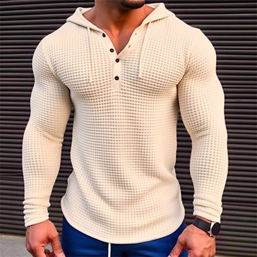 Men's Hooded Sweatshirt with Structured Design and Chic Collar
