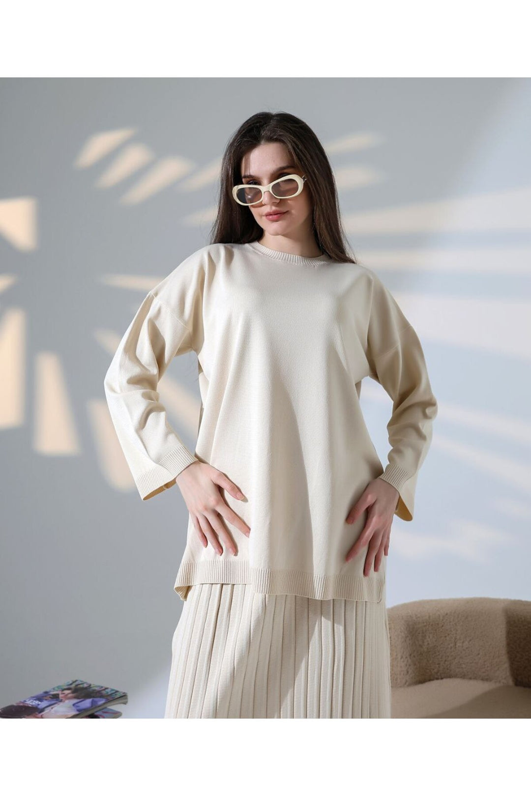 Ensemble Chemise à Manches Longues et Jupe Plissée pour Femme Chic & Stil