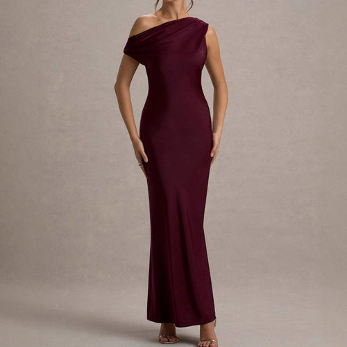 Women's elegant, off-the-shoulder maxi dress with flowing cut and ruffles Amarae