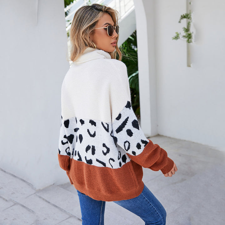 Pull tendance et confortable pour femmes avec col montant et motif animal Chic & Stil