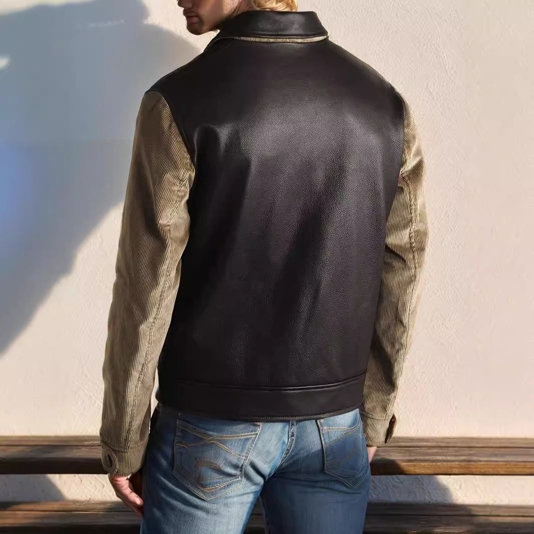 Hybrid leather and corduroy jacket for men Lune London
