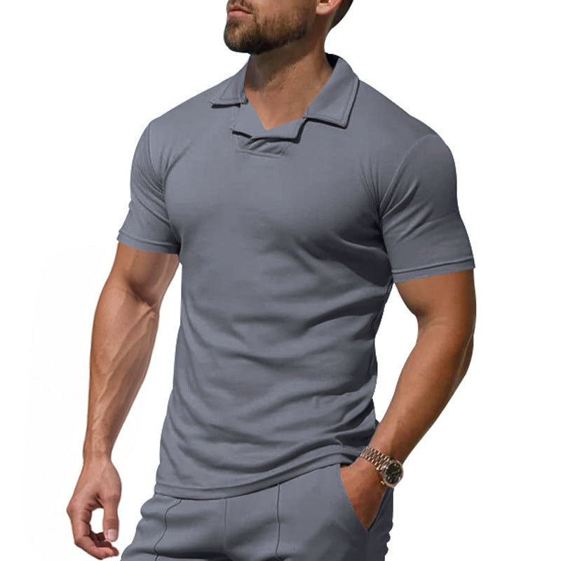 Men's Short Sporty Polo with Stylish Reversed Collar Lune London