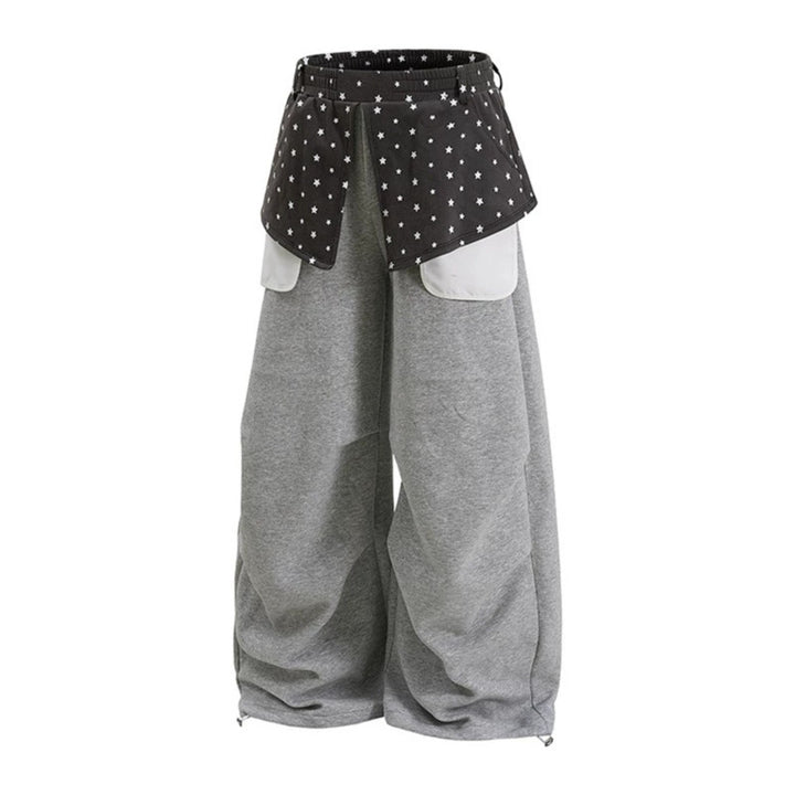 Ladies Wide Palazzo Lounge Pants with Layer Insert, Star Application & Large Contrast Pockets Amarae