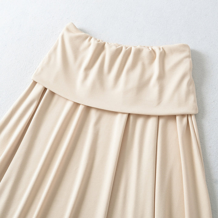 Women Long Jersey Maxi Skirt with Wide Hem and Gently Falling Pleats Amarae