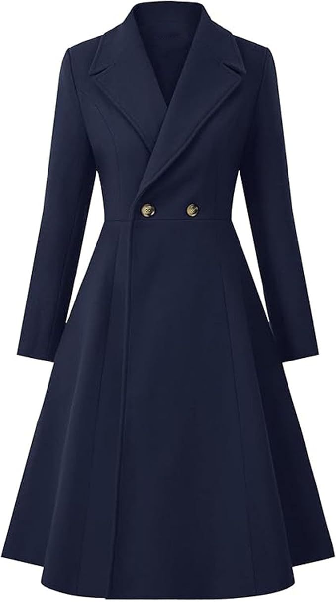 Ladies Elegant Oversized Coat with Double Row of Buttons Amarae