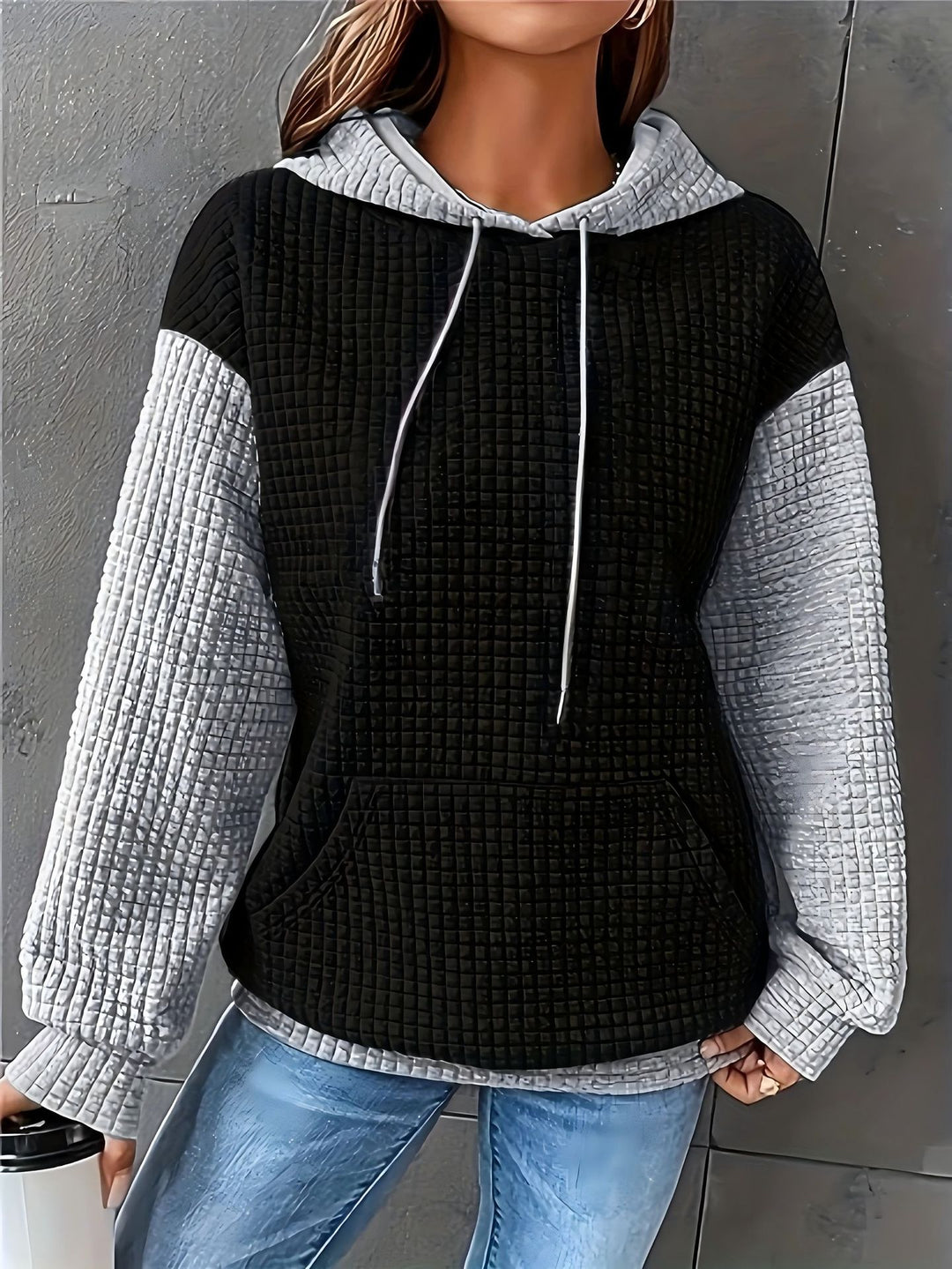 Ladies textured fabric hoodie Lune London