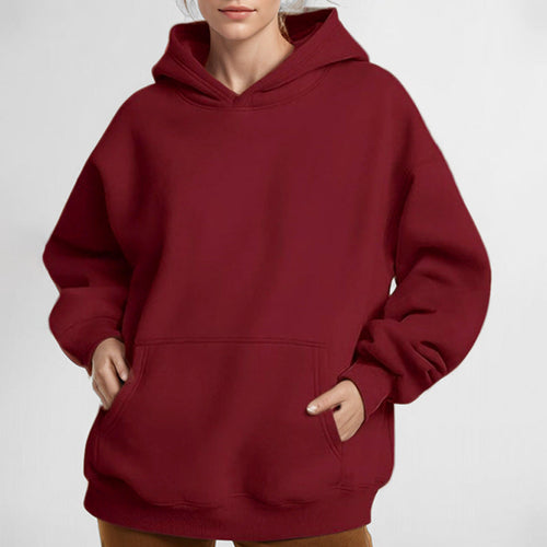 Women's Loose Hoodie Made Of Soft Fleece with Kangaroo Pocket Amarae