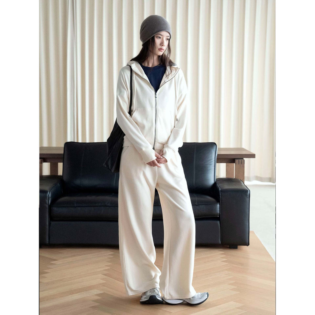 Women's Zip Hooded Sweatset with Wide Lounge Pants Cut Amarae