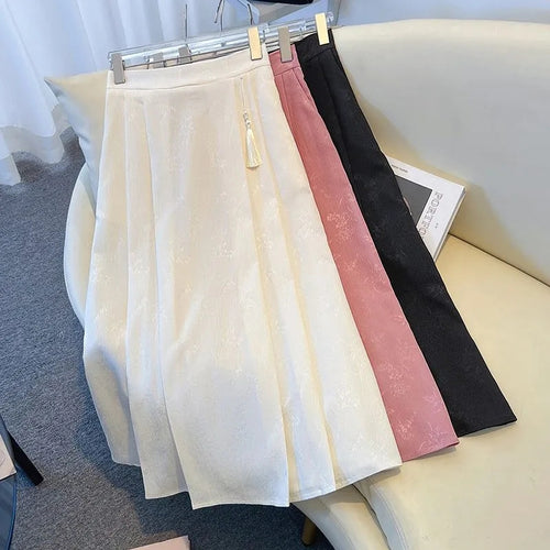 Women's Elegant Midi Skirt with Textured Fabric and Flowing Cut