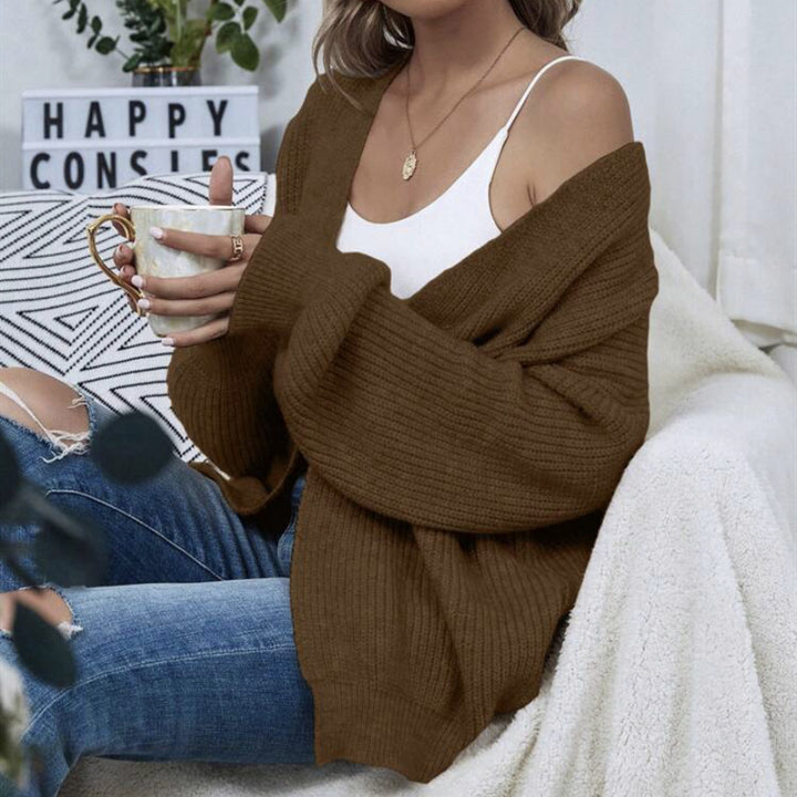 Ladies Large knitted cardigan with voluminous sleeves and an elegant chic structure