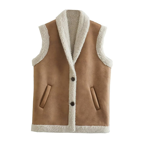 Women's faux fur vest with elegant button details Amarae