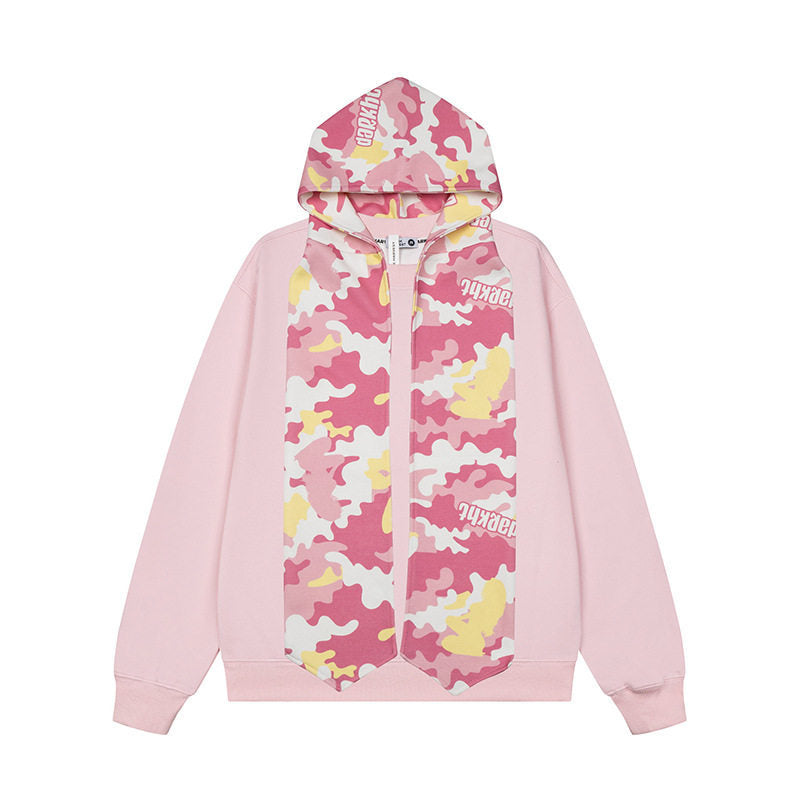 Women's hoodie sweatshirt with extra-long scarf look and front zip Amarae