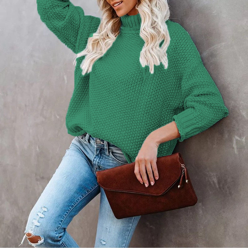 Pull en tricot épais pour femme avec col roulé et coupe décontractée Chic & Stil