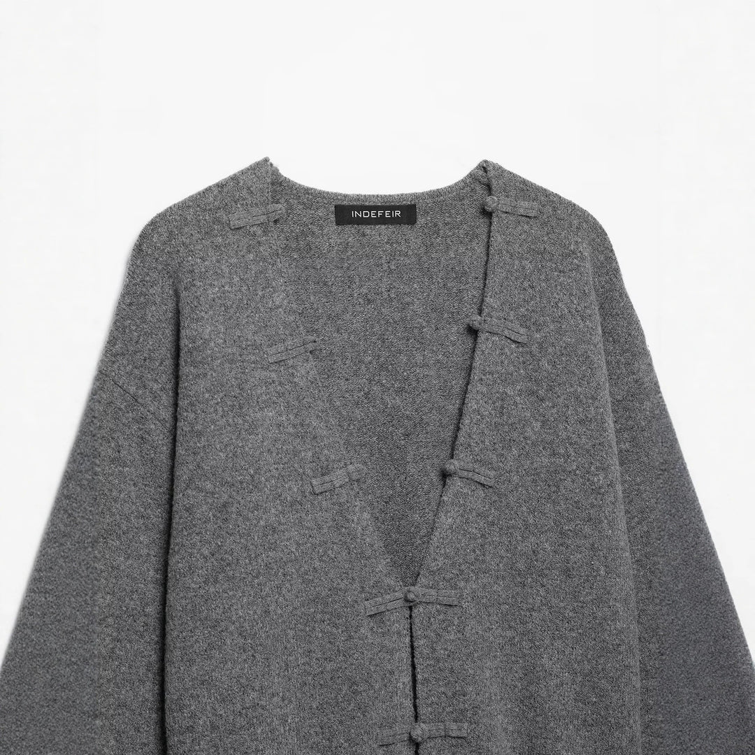 Women's chunky knitted cardigan with button closures and boxy silhouette Amarae