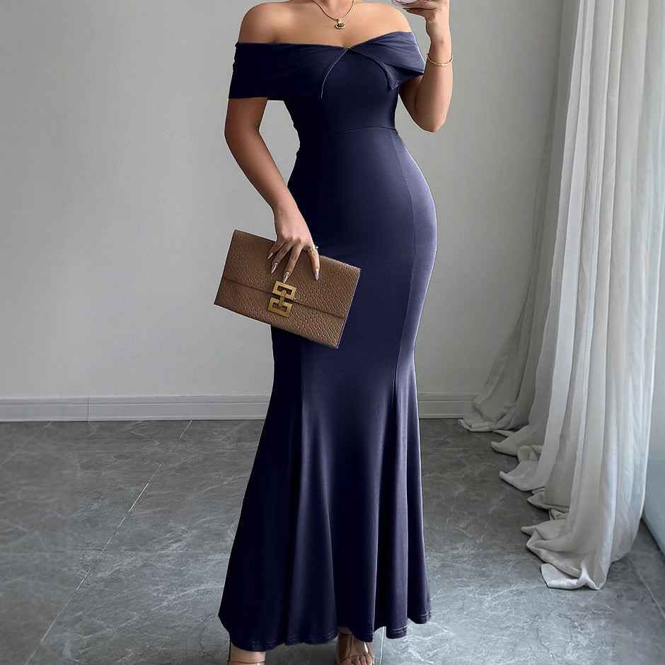 Lune London Off-Shoulder Fitted Maxi Dress for Ladies