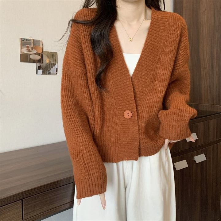 Cardigan féminin ample avec décolleté en V et grands boutons Chic & Stil