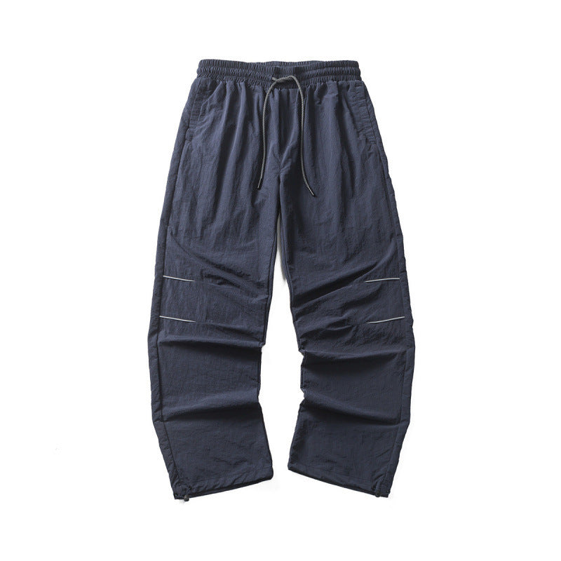 Men's Lightweight Cargo Casual Pants with Drawstring Waistband, Reflective Details, and Adjustable Leg Openings Amarae