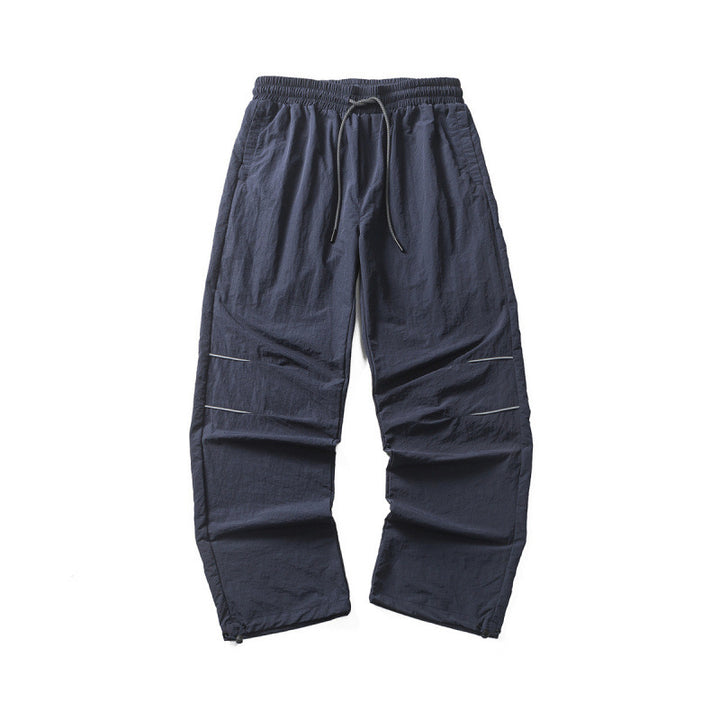 Men's Lightweight Cargo Casual Pants with Drawstring Waistband, Reflective Details, and Adjustable Leg Openings Amarae