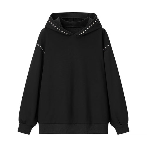 Sweat-shirt à capuche pour femmes avec des clous décoratifs et une coupe décontractée Chic & Stil