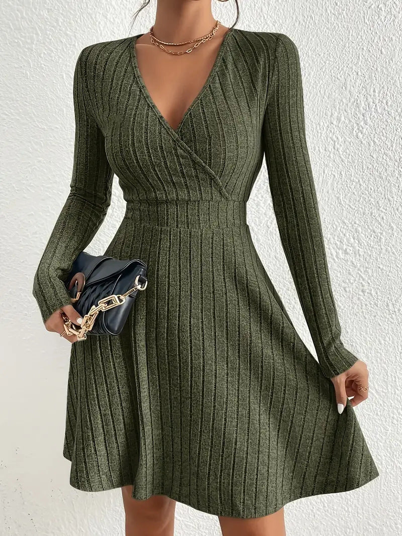 Lune London Long Sleeve Ribbed Wrap Dress for Women
