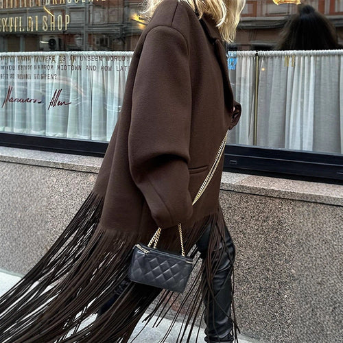 Manteau surdimensionné pour femmes avec franges Chic & Stil