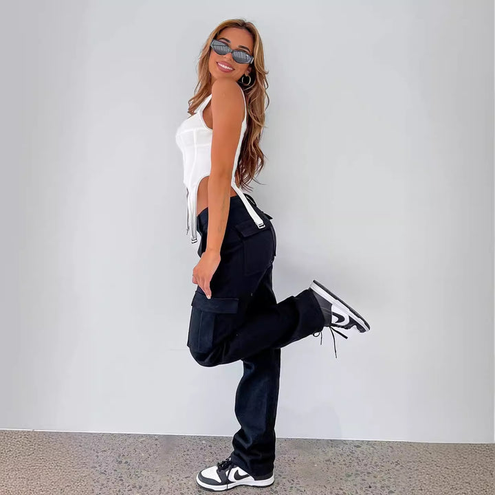 Fitted top for women with cut-out details and adjustable straps Amarae