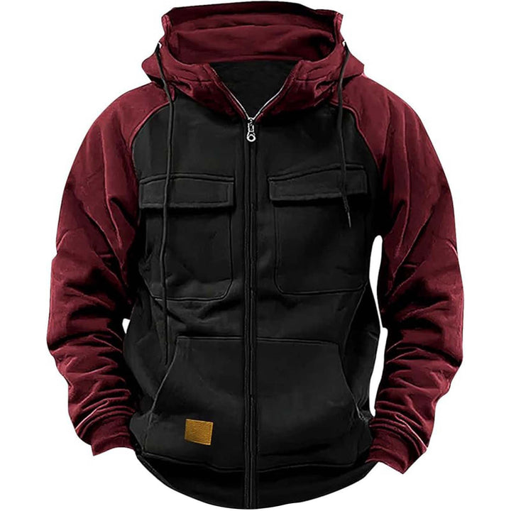 Hooded jacket for men with practical front utility pockets and a high collar Lune London
